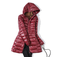 Kobieta kurtki z puchu kaczego zima Plus rozmiar Ultralight z kapturem kobiety żakiet przenośny długi parki wyściełane Puffer płaszcz 6XL 7XL 4